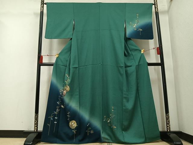 平和屋着物●訪問着 雪輪草花文 暈し染め 金彩 正絹 逸品 AABM5198ph