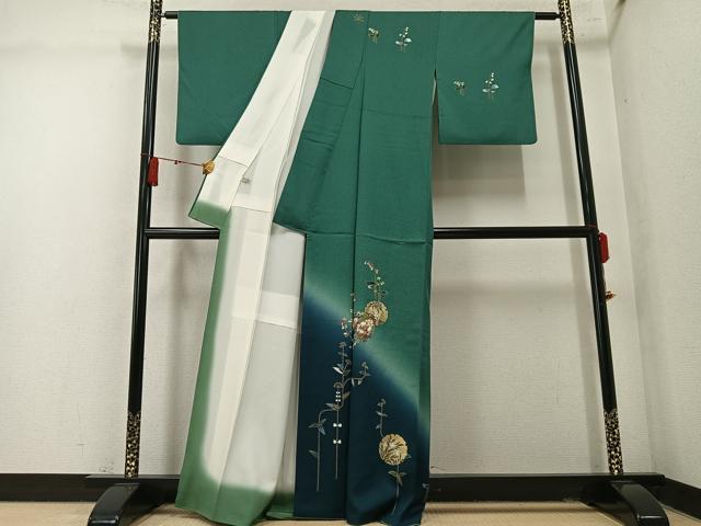 平和屋着物●訪問着 雪輪草花文 暈し染め 金彩 正絹 逸品 AABM5198ph