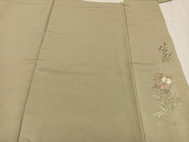 平和屋着物●訪問着 総刺繍 翠山刺繍 草花風景文 暈し染め 正絹 逸品 AABM5199ph
