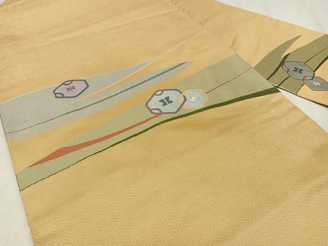 平和屋着物◎九寸名古屋帯 亀甲文 正絹 逸品 AABM5202bw