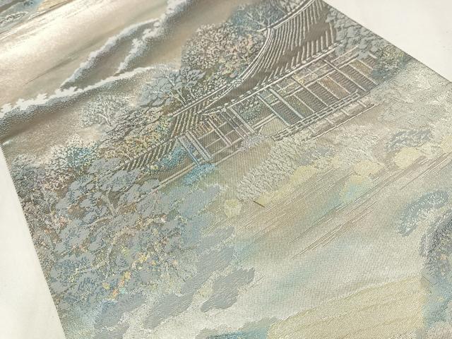 平和屋着物◎六通柄袋帯 古都名園集 天竜寺庭園 プラチナ箔 正絹 逸品 AABM5243bw