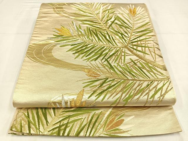 平和屋着物◎六通柄袋帯 唐織 浜松文 金銀糸 正絹 逸品 AABM5246bw