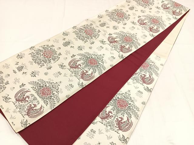 平和屋着物◎六通柄袋帯 しょう紦織 鳳凰草花文 正絹 逸品 AABM5257bw