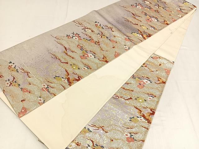 平和屋着物◎六通柄袋帯 唐織 彩花競宴文 金銀糸 正絹 逸品 AABM5260bw