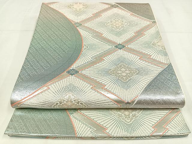 平和屋着物◎六通柄袋帯 唐織 松皮菱文 金銀糸 正絹 逸品 AABM5266bw