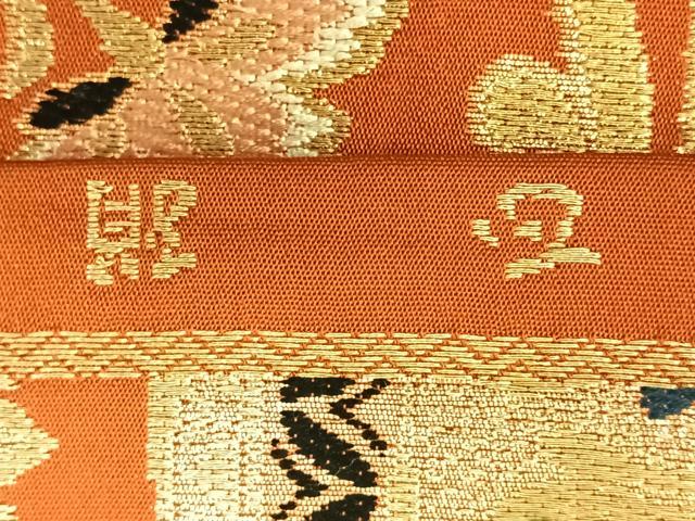 平和屋着物◎西陣 六通柄 本袋帯 唐織 更紗花文 金銀糸 正絹 逸品 AABM5274bw