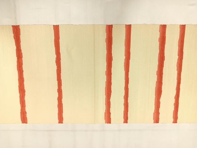 平和屋着物◎八寸名古屋帯 紬地 横段文 正絹 逸品 AABM5295bw