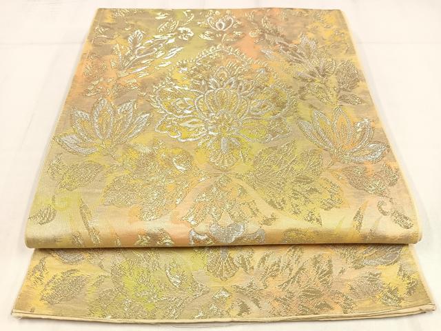 平和屋着物◎六通柄袋帯 更紗花鳥文 金銀糸 正絹 逸品 AABM5322bw