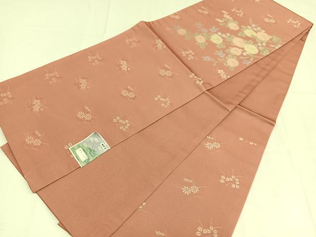 平和屋着物◎六通柄 京袋帯 草花文 未使用 AABM5328bw