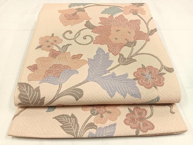 平和屋着物◎六通柄袋帯 京纐纈 更紗花文 正絹 逸品 AABM5335bw