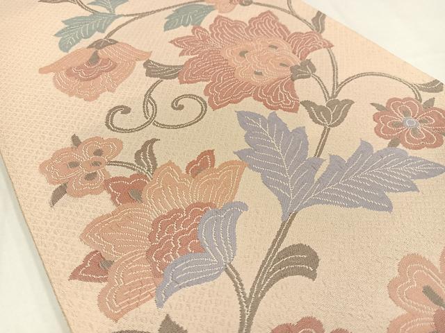 平和屋着物◎六通柄袋帯 京纐纈 更紗花文 正絹 逸品 AABM5335bw