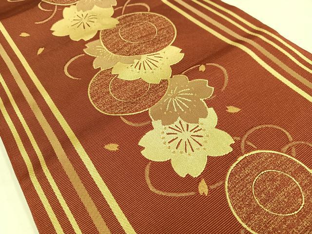 平和屋着物◎八寸名古屋帯 舞桜文 AABM5350bw