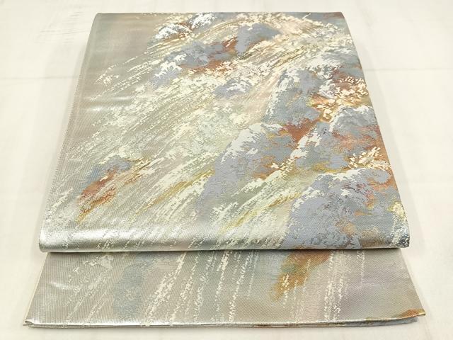 平和屋着物◎六通柄袋帯 立波文 金銀糸 正絹 逸品 AABM5384bw