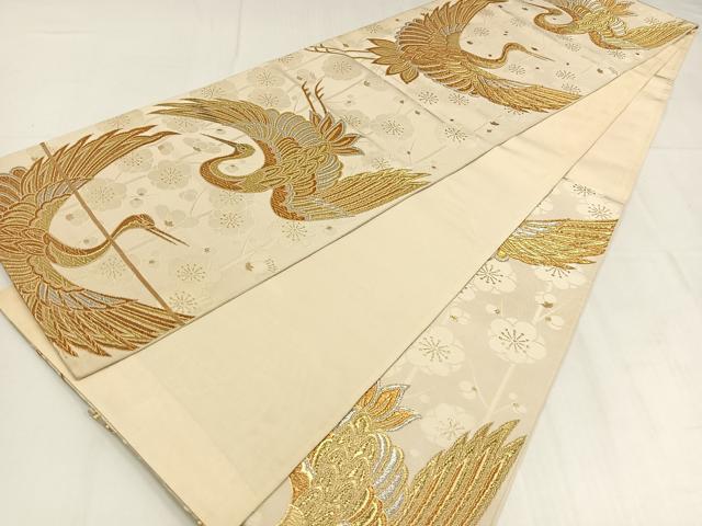 平和屋着物◎六通柄袋帯 飛鶴文 金銀糸 正絹 逸品 AABM5402bw