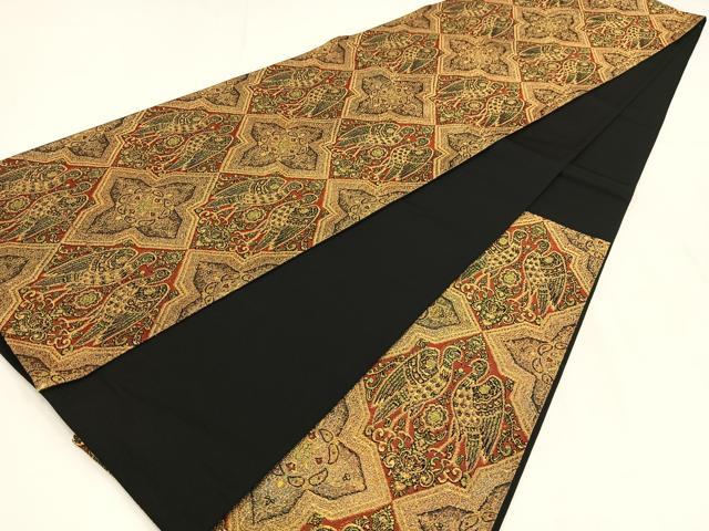 平和屋着物◎六通柄袋帯 双鳥花文 金糸 正絹 逸品 AABM5404bw