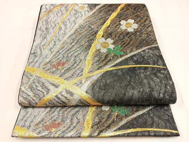 平和屋着物◎六通柄袋帯 舞花文 金銀糸 正絹 逸品 AABM5422bw