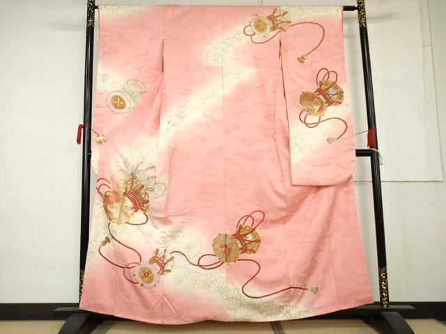 平和屋着物●豪華振袖 総刺繍 駒刺繍 鶴 花鼓文 暈し染め 金彩 金銀糸 正絹 逸品 AABM5442cs