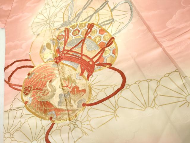 平和屋着物●豪華振袖 総刺繍 駒刺繍 鶴 花鼓文 暈し染め 金彩 金銀糸 正絹 逸品 AABM5442cs