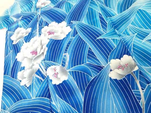 平和屋着物●豪華振袖 駒刺繍 枝花文 暈し染め 銀彩 正絹 逸品 AABM5449cs