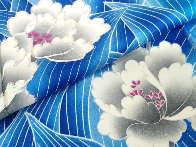 平和屋着物●豪華振袖 駒刺繍 枝花文 暈し染め 銀彩 正絹 逸品 AABM5449cs