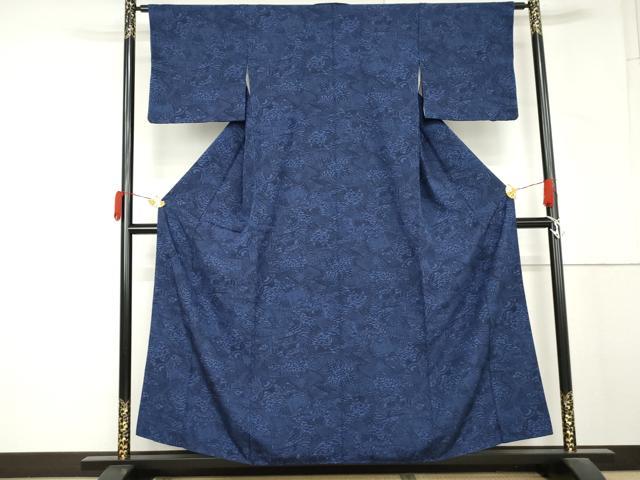 平和屋着物●上質な小紋 藍 型染め 風景文 正絹 逸品 AABM5456cs