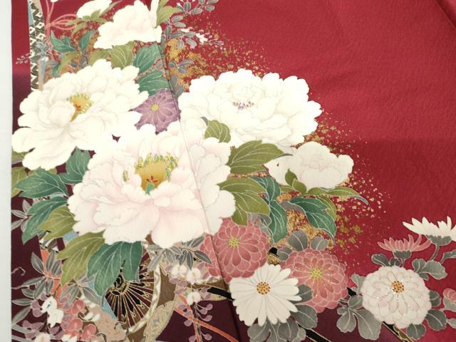 平和屋着物●豪華振袖 刺繍 花車文 舞桜 暈し染め 金彩 金銀糸 ロング丈 正絹 逸品 AABM5458cs