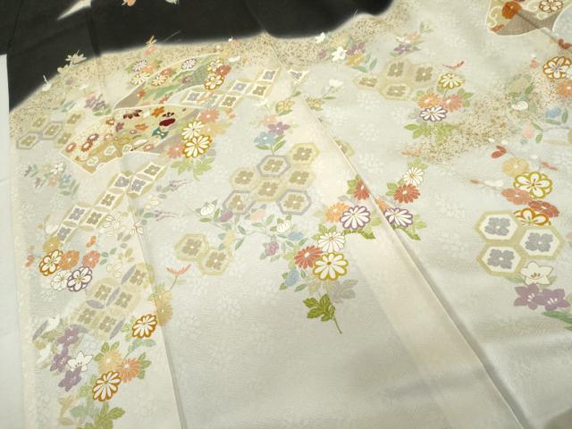 平和屋着物●訪問着 駒刺繍 吉祥草花文 暈し染め 金彩 ロング丈 正絹 逸品 AABM5465cs