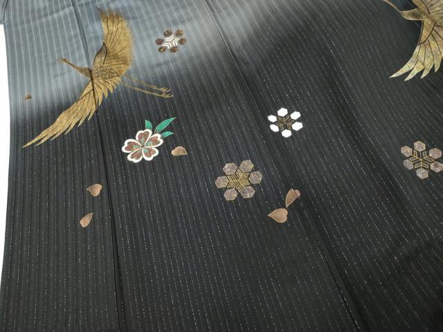 平和屋着物●豪華振袖 飛鶴花文 金糸 正絹 逸品 AABM5468cs