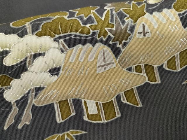 平和屋着物●訪問着 松竹梅立波風景文 銀彩 正絹 逸品 AABM5469cs