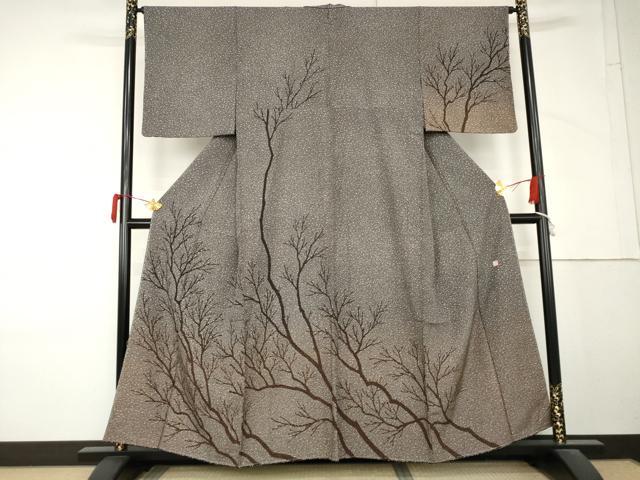 平和屋着物●林淳一 訪問着 枝木文 たたき染め やまと誂製 正絹 逸品 未使用 AABM5472cs