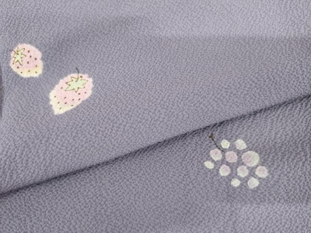 平和屋着物●東ちづる 小紋 成り物 苺 葡萄 檸檬 正絹 逸品 AABM5475cs