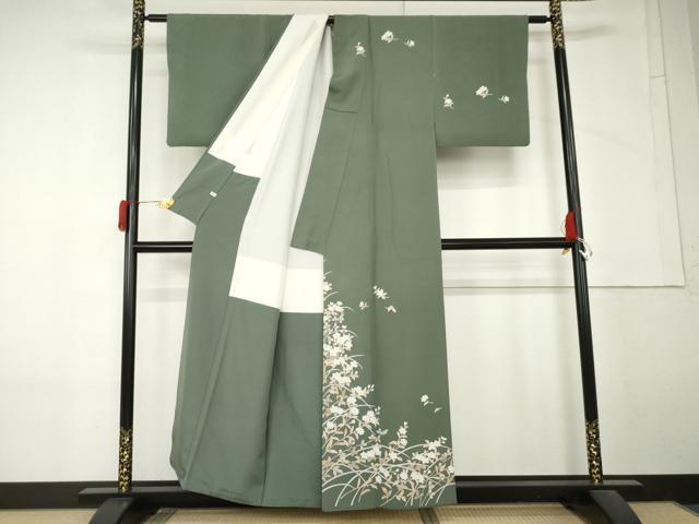 平和屋着物●訪問着 友禅 作家物 枝花文 正絹 逸品 AABM5479cs
