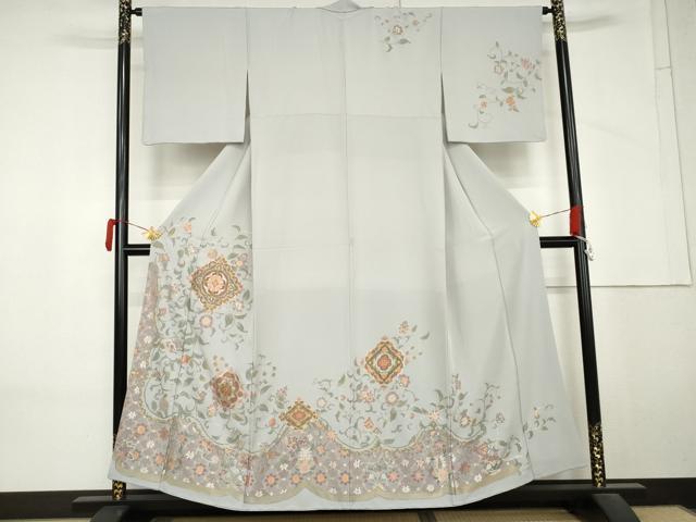平和屋着物●訪問着 総刺繍 更紗花文 金糸 正絹 逸品 AABM5484cs