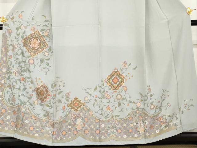 平和屋着物●訪問着 総刺繍 更紗花文 金糸 正絹 逸品 AABM5484cs