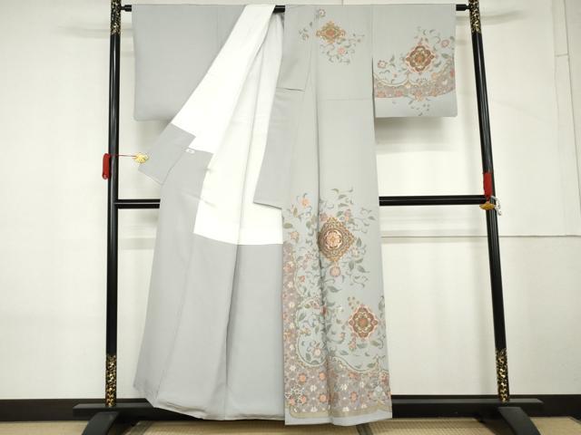 平和屋着物●訪問着 総刺繍 更紗花文 金糸 正絹 逸品 AABM5484cs