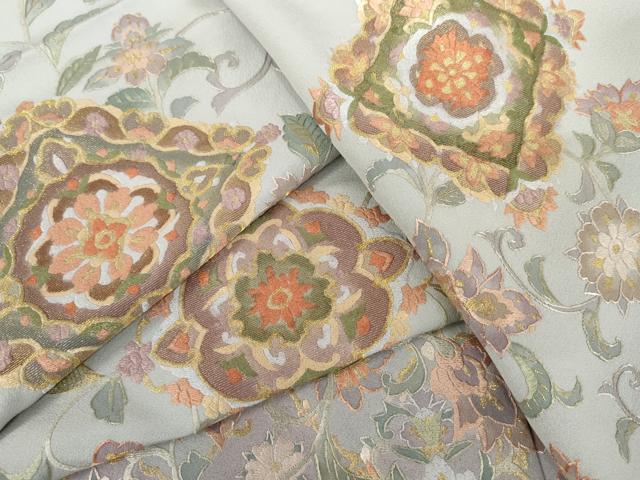 平和屋着物●訪問着 総刺繍 更紗花文 金糸 正絹 逸品 AABM5484cs