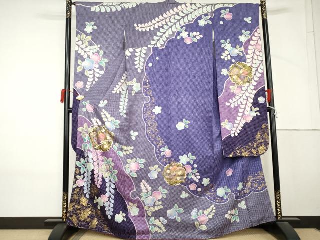 平和屋着物●豪華振袖 総絞り 雪輪桜文 金彩 正絹 逸品 AABM5485cs