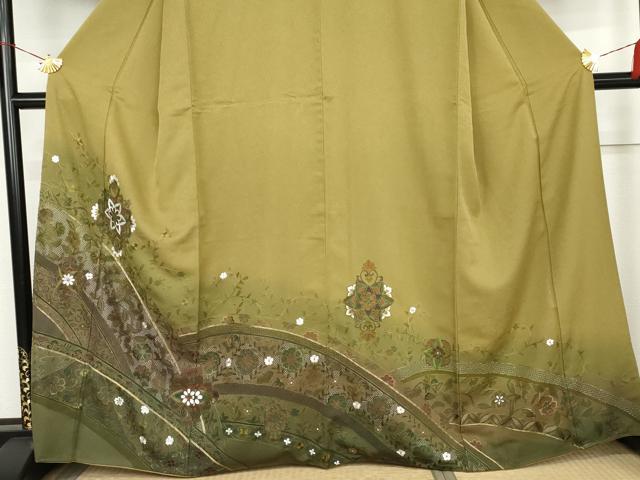 平和屋着物●中国三大刺繍 汕頭刺繍 スワトウ刺繍 総刺繍 訪問着 正倉院花文 暈し染め 金糸 正絹 逸品 AABM5486cs