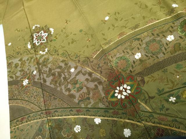 平和屋着物●中国三大刺繍 汕頭刺繍 スワトウ刺繍 総刺繍 訪問着 正倉院花文 暈し染め 金糸 正絹 逸品 AABM5486cs