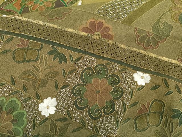 平和屋着物●中国三大刺繍 汕頭刺繍 スワトウ刺繍 総刺繍 訪問着 正倉院花文 暈し染め 金糸 正絹 逸品 AABM5486cs