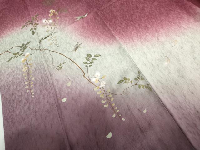 平和屋着物●訪問着 刺繍 花蝶文 暈し染め 金彩 金銀糸 やまと誂製 正絹 逸品 AABM5493cs