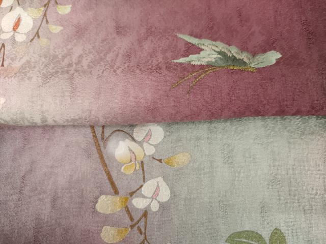 平和屋着物●訪問着 刺繍 花蝶文 暈し染め 金彩 金銀糸 やまと誂製 正絹 逸品 AABM5493cs