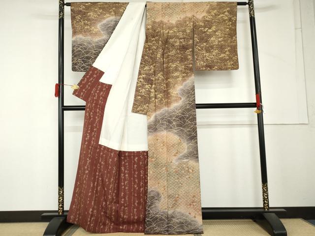 平和屋着物●訪問着 吉祥花文 暈し染め 金銀彩 正絹 逸品 AABM5498cs