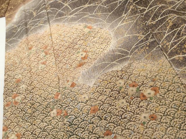 平和屋着物●訪問着 吉祥花文 暈し染め 金銀彩 正絹 逸品 AABM5498cs