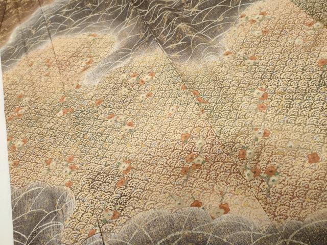 平和屋着物●訪問着 吉祥花文 暈し染め 金銀彩 正絹 逸品 AABM5498cs