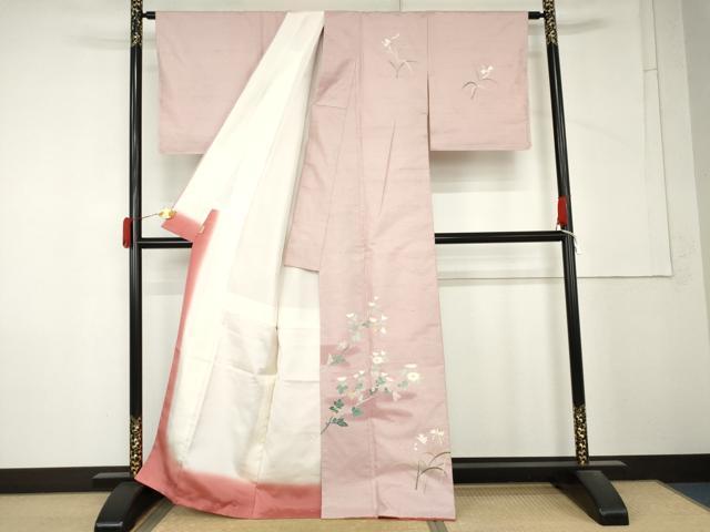 平和屋着物●本加賀友禅作家 成竹登茂男 白山紬 訪問着 枝花文 ますいわ屋扱い 正絹 逸品 AABM5499cs