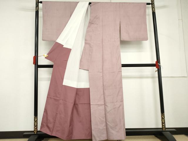 平和屋着物●上質な紬 色無地 石竹色 正絹 逸品 AABM5506cs