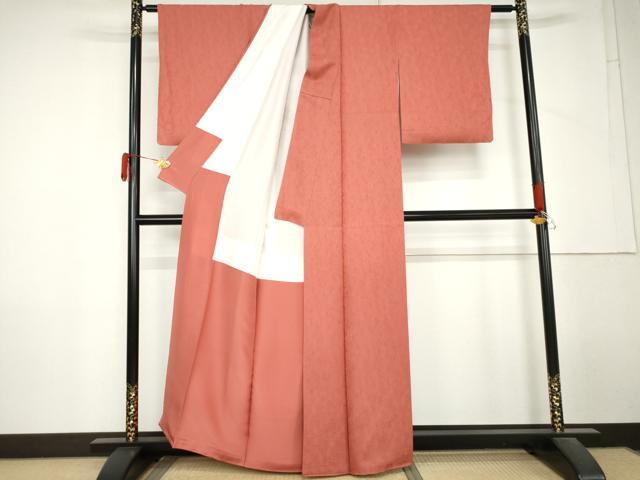 平和屋着物●上質な色無地 南天地紋 浅緋色 正絹 逸品 AABM5510cs