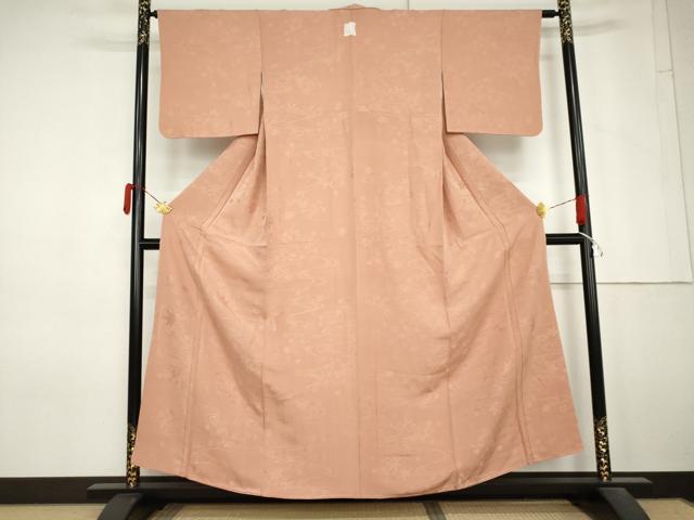 平和屋着物●上質な色無地 竜田川地紋 赤香色 正絹 逸品 未使用 AABM5512cs