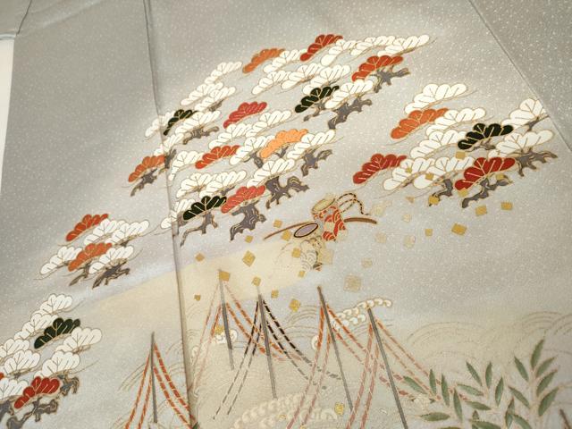 平和屋着物●訪問着 浜松風景文 暈し染め 金彩 正絹 逸品 AABM5524cs